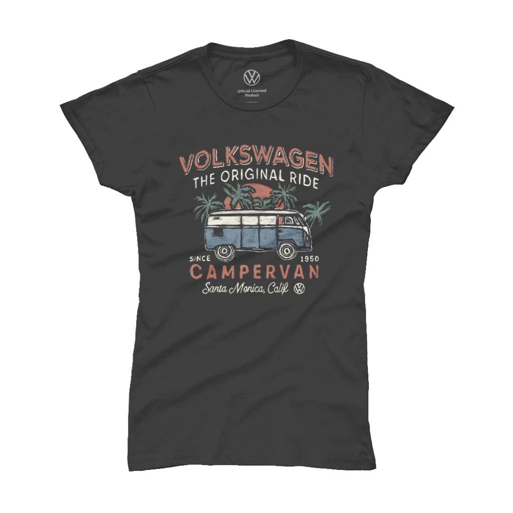 Volkswagen Women's Charcoal The Original Ride Campervan T-Shirt