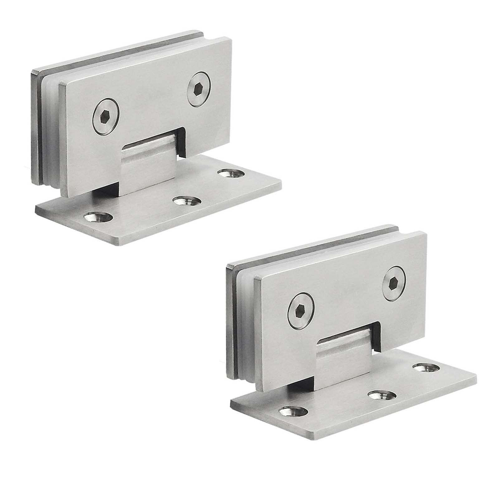 AUNANGLJSCS 90° Single Side Stainless Steel Hinge, Frameless Glass Door Clip, for Wine Cabinet, Pet, Shower Room, Bathroom(Silver)