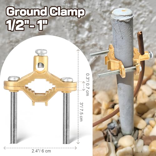 Image of Feekoon 1 /2 inch to 1 inch Ground Clamp, Copper Alloy Wire Pipe Ground Clamp for Bonding Wire to Water Pipe or Steel (1 Pack)