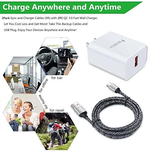 Andhot 18W Quick Charge 3.0 Fast Charger For Lg Stylo 6 5 4,Lg V60 V50 V40 V35 V30S Thinq V30 V20 Q7+,Lg G8 G8X G7 Thinq G6 G5,Lg K51 K52 K61 K62 K92,Lg Velvet,3A Rapid Wall Charger Plug+2Pc 6Ft Usb C Cable thumb #5