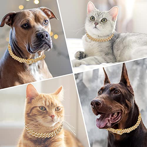 GORGECRAFT Hundekette Diamant Kubanisches Halsband Gehen Metallkette Halsband Kristall Strass Tennis Halskette Legierung Gliederkette Halskette Schnappverschluss Für Kleine Mittelgroße Hunde Katzen