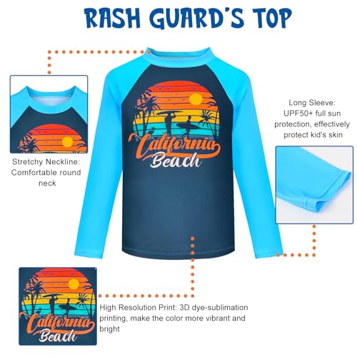 Boys Two Piece Rash Guard Swimsuits Kids Short Sleeve Swimwear Sets Quick Dry Bathing Suit 3-10 Years4