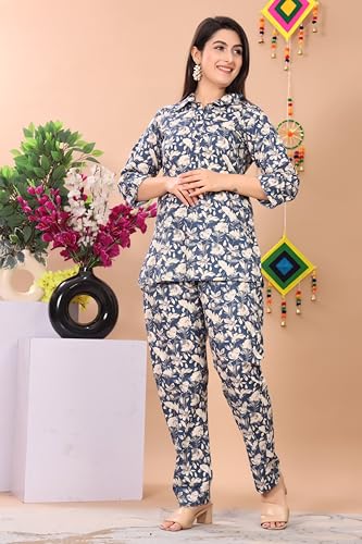 Image of Kuruti B Sheets Women's Printed Night Suit Set | Soft & Breathable Top and Pyjama Set for Women | Stylish Relaxed Fit Sleepwear for Everyday Comfort | Perfect Lounge Wear for Home & Travel