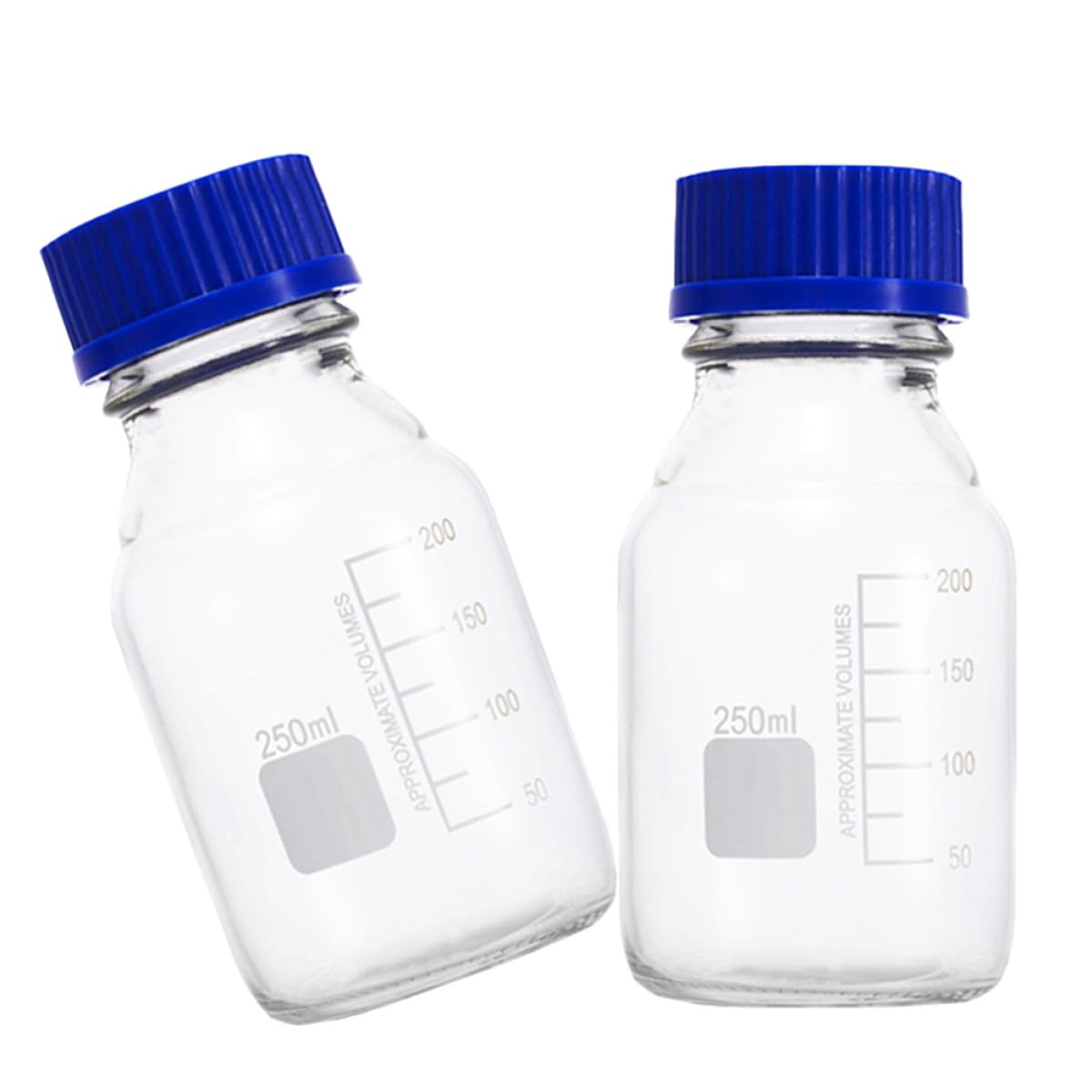 Bottiglie da 250 Ml in Vetro Trasparente Coperchio a Chiusura Ermetica Bottiglie da Laboratorio a Bocca Larga per Campioni e Reagenti Set da 2 Pezzi per Conservazione e Analisi