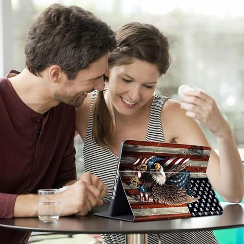 for iPad 10.2 Case (2021/2020/2019) 7th/8th/9th Generation ipad Case,Adjustable Non-Slip Folio Stand Smart Cover for New iPad 9/8/7 Gen 10.2 inch-Bald Eagle with American Flag by FUYOCWE - Used condition - Image 4