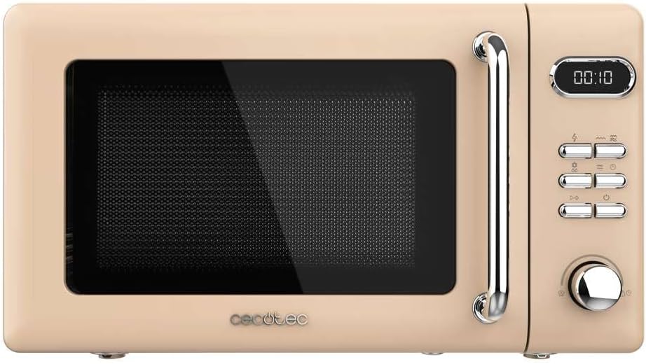 Micro-ondes Rétro Salco Avec Fonction Grill - 800 W, 20 L, 8 Programmes Automatiques - Rouge Métallisé, Plateau 24,5 Cm