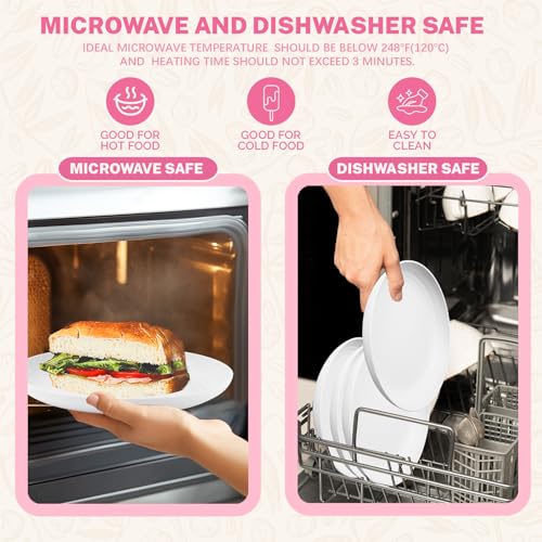 Image of Homienly Deep Dinner Plates, Wheat Straw Plates 10 inch Set of 8, Unbreakable Plates for Kitchen, Kids, Lightweight Microwave and Dishwasher Safe Camping Plate Set for Salad, Dinner, Fruit - White