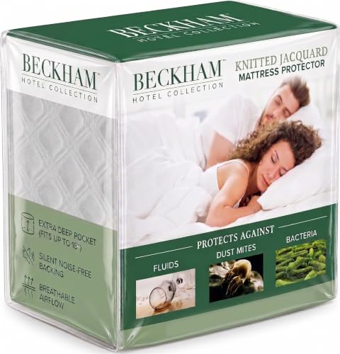 Image of Beckham Hotel Collection Mattress Protector - Hotel-Grade Viscose Blend, Silent Waterproof Protection that Preserves Mattress Feel, Twin XL