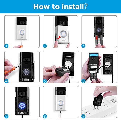 OLAIKE 26 ft/8 m Charge Cable with DC Power Adapter for All-new Ring Video Doorbell 4(2021 release) & Ring Doorbell 2 & Ring Video doorbell 3/3Plus,Waterproof Charging,No Need to Change the Batteries