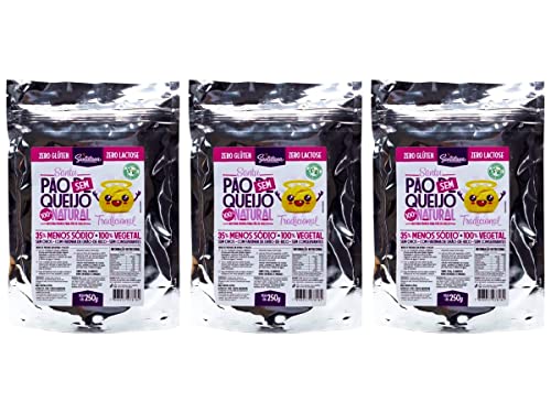 Kit 3 P&atilde;o De Queijo Vegano Sem Gl&uacute;ten Tradicional 250g