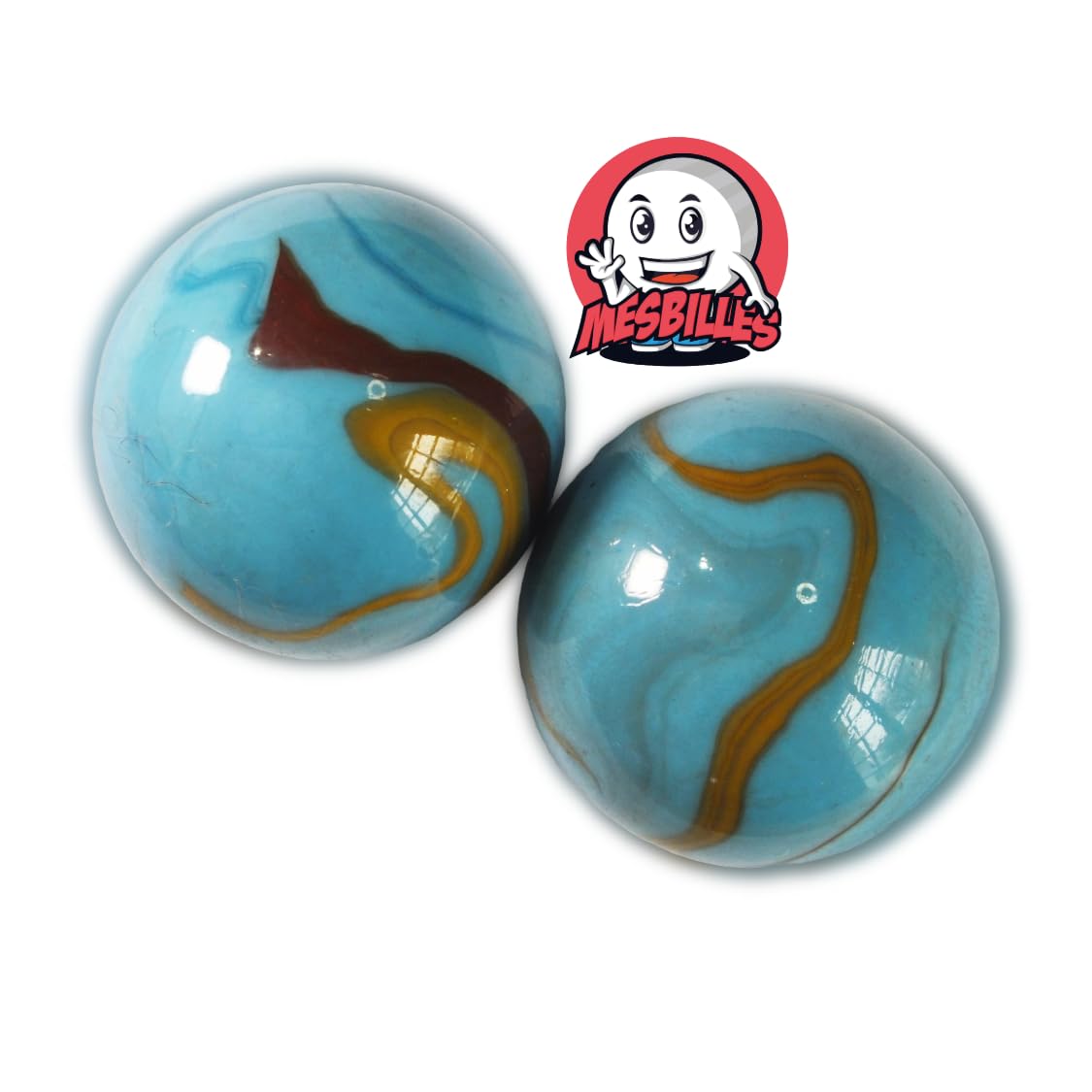 2 Billes Mammouths Planète-Terre - Bille en Verre 50 mm