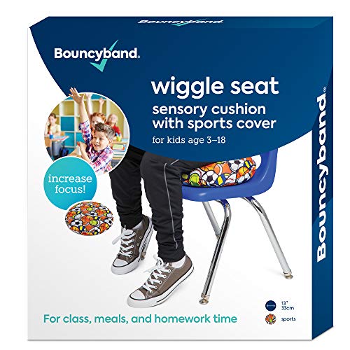 Bouncyband Wiggle Seat Cushion with Fun Decorative Sports Theme Cover – Wobble Chair Can be a Calming Tool for Anxiety, ADHD – Perfect for Classroom and Virtual Learning