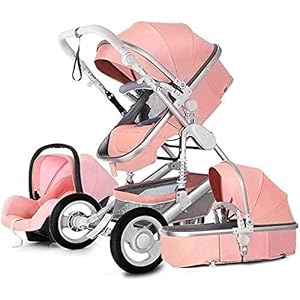 Zhiding Babykar 3 in 1 Opvouwbare buggy 49-wheeler, kinderwagen met extra grote luchtwielen, voor kinderen schakelbare fietswalking, lange reis voor pasgeboren en peuter (Color : Pink)