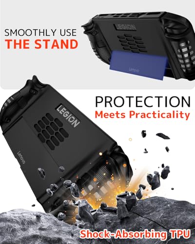 Image of NINKI Silicone Skin for Lenovo Legion GO 2 Case with Stand,Shockproof Anti-Scratch Non-Slip Protective Bumper Soft TPU Protector Cover Grip for Lenovo Legion GO 2 2025 Case Accessories Kickstand Black