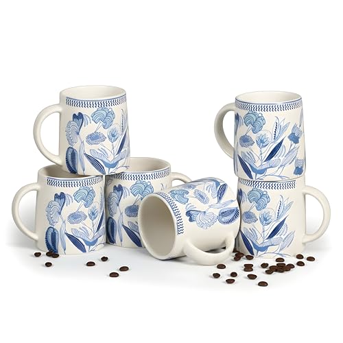 Image of miah decor Ceramic Tea Coffee Cups Set Matte Printed Small Chai Mug Drinkware Microwave Safe for Home & Restaurant-300 ml (MD-742)