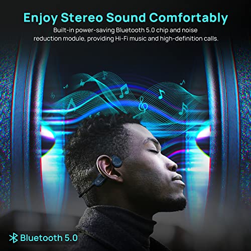 Bone Conduction Headphones Bluetooth, Wireless Sport Open Ear Headphones,Sweatproof Head Set Earbuds With Mic, Stereo Inductivv Bone Conduction Earphones For Running Cycling Driving Travel-Blue #TOP1
