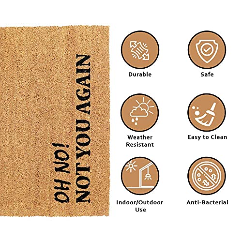 Image of Onlymat Quote Printed Anti-Slip Doormat (Black, Brown) Rectangular Shaped Entryway Rug Natural Coir with PVC Backing for Outdoor Entrance Home Mats Floor Door Hall Drawing Room Living (75 cm x 45 cm)