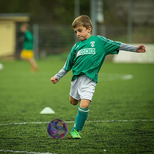 LED Futebol,futebol brilhante reflexiva borracha para meninos e meninas - Brinquedo futebol durável
