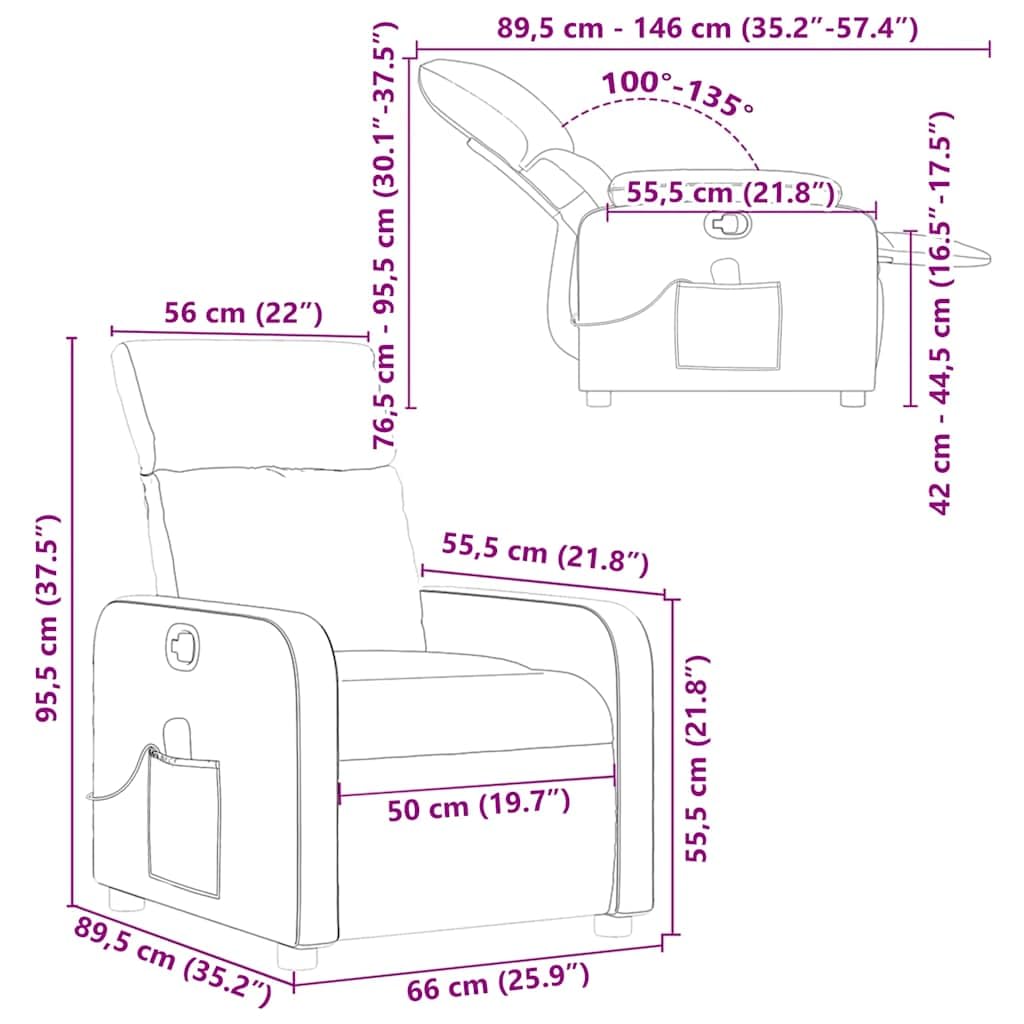 vidaXL Sillón de Masaje Reclinable, Silla con Respaldo Reposabrazos, Butaca de Relax Descanso TV, Asiento para Casa, Cuero Sintético Negro