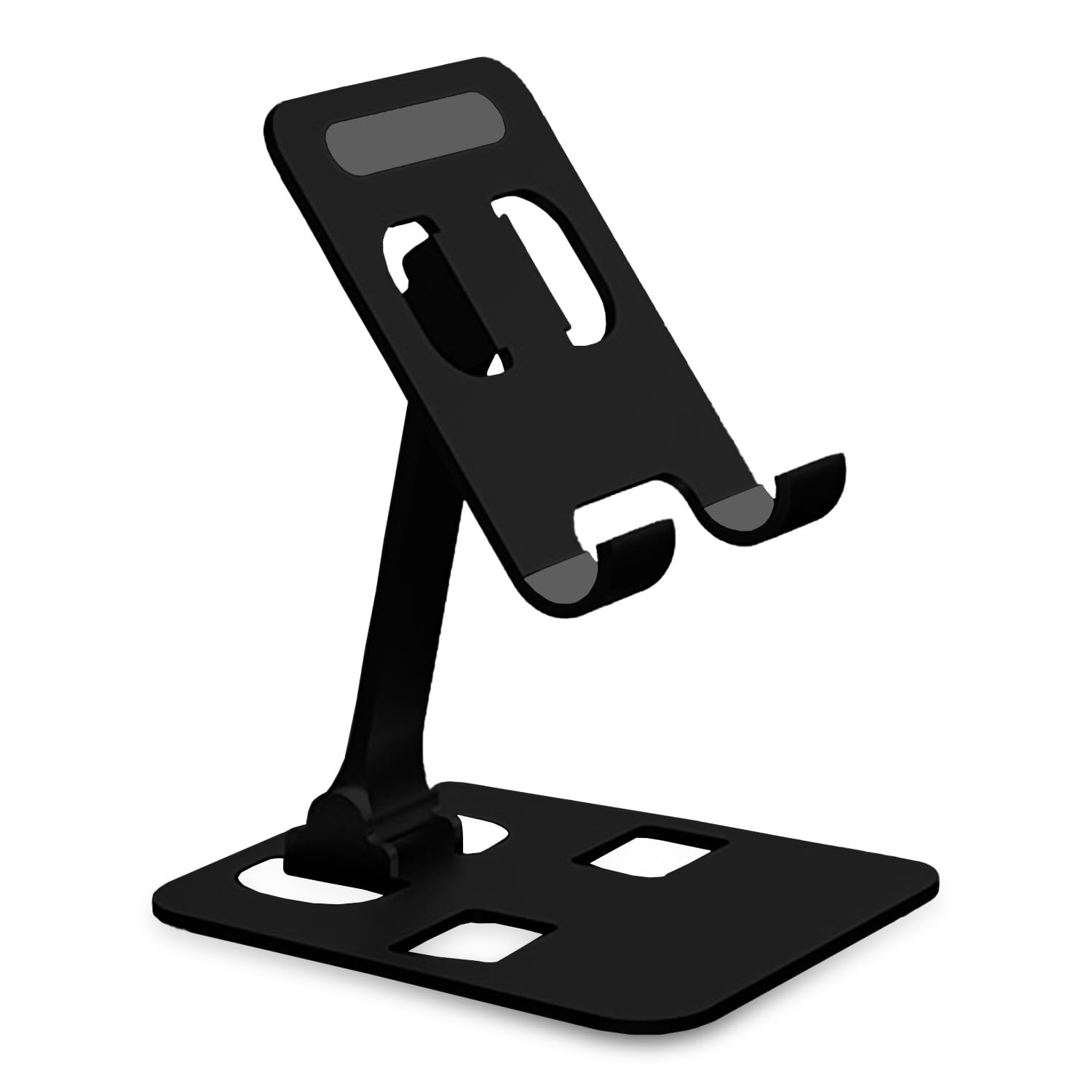 URBAN KINGS Cell Phone Stand, Hight and Angle Adjustable, Foldable Desktop Phone Stand, Compatible with All Mobile Phones, Tablets (Basic Black)