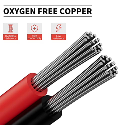 Image of PAUTIX 65.6ft /20M Extension Cable Wire Cord,22AWG 2-pin Wire Cord for Single Color LED Strip Lights,COB /2835 Tape Lights,5V 12V 24V Low Voltage Extension, Black and Red (Pack of 3)
