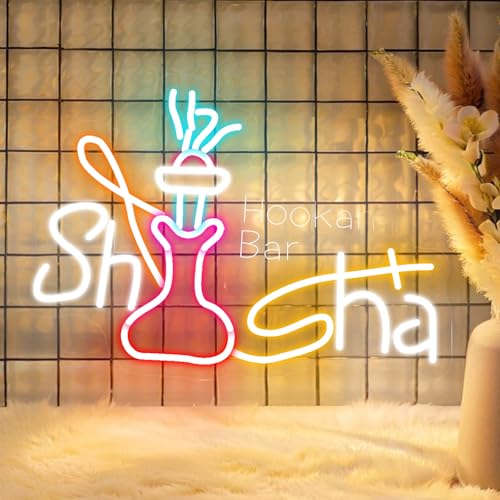 Shisha Neon Schild, LED Bunt Neon Sign für Wand Deko, Dimmbare Neonlichter USB Power für Shisha Restaurant Rauchfreier Raum Männerhöhle Lounge Shop Bar Pub Shisha Neon Schild, LED Bunt Neon Sign für Wand Deko, Dimmbare Neonlichter USB Power für Shisha Restaurant Rauchfreier Raum Männerhöhle Lounge Shop Bar Pub