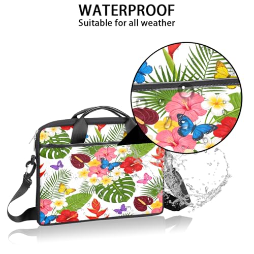 Maletín para laptop con estampado Tropical Flower Butterfly 15 pulgadas miniatura 3