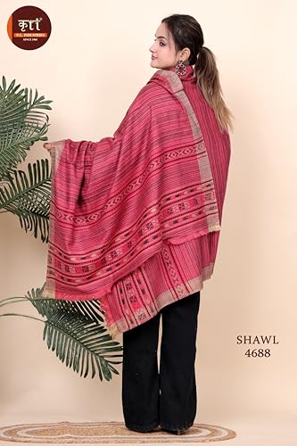 Image of KRITI Paisley Design Woollen Beige Color Shawl For Women