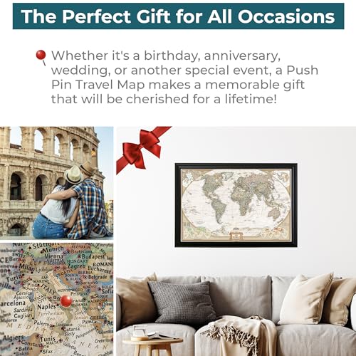 Push Pin Travel Maps PPTM_NG_W_BK Executive World - Black 27.5 Inch X 39.5 Inch Framed Pin Map thumb #5