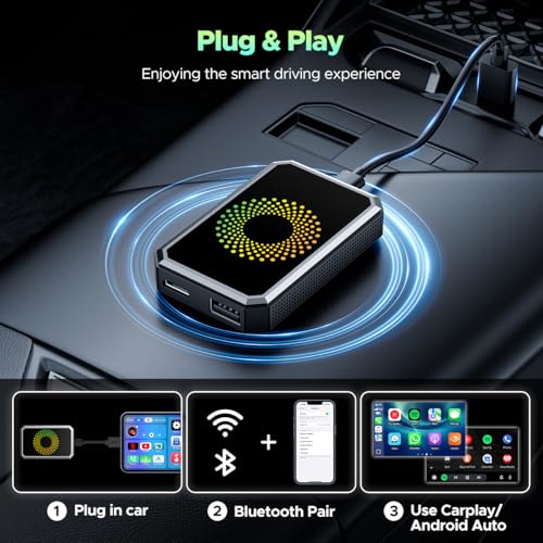LAMTTO 3-in-1 Magic Video AI Box for Streaming Netflix/YouTube/TikTok, Wireless Carplay Adapter Dongle with USB Drive for OEM Wired Apple Car Play Cars - Image 6