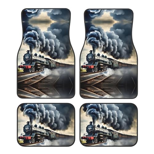Tapis de voiture train à vapeur et nuages imprimés pour habitacle de SUV