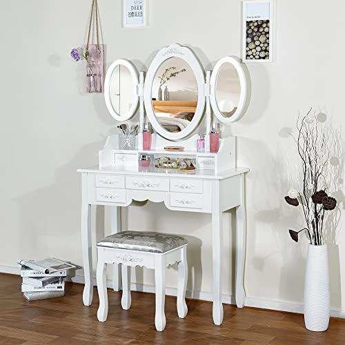 Meerveil Moderno Tavolo da Toeletta con 7 cassetti...