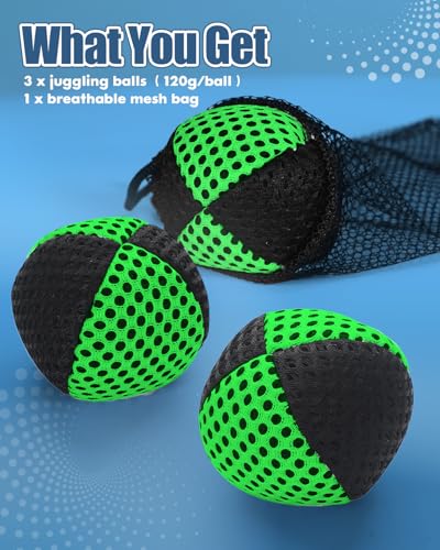 oazoxcx Juggling Balls for Beginners and Professionals Set of Juggling Bean Bags Durable Juggle Ball Kit (Black - Green) - Thumbnail 5
