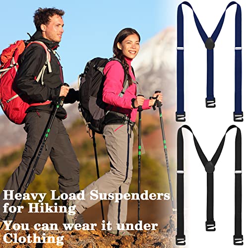 2 Pcs Hidden Suspenders For Men Hiking Suspenders Undergarment Suspenders For Untucked Men Winter Outdoor Hiking Ski Pant (Black, Navy, 47In-Large) #TOP2