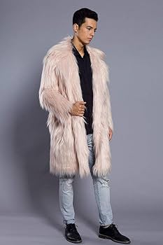 ジャケット・アウター luxury fur coat Amazon.co.jp: フェイクファーロングジャケットメンズ、ウィンター