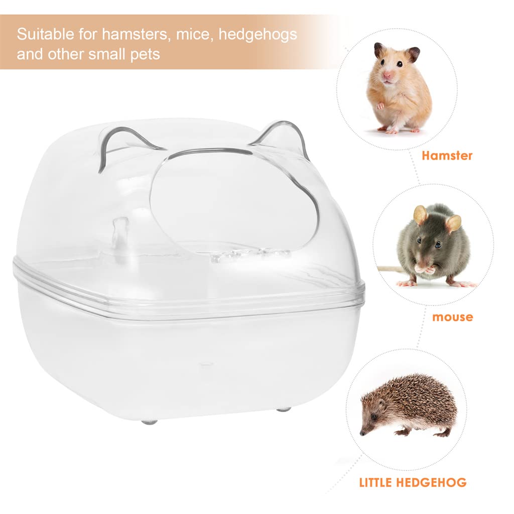 Jaula hámster Jaula de hámster para baño, contenedor de Tubo de Arena para hámster Transpirable, Jaula de Erizo, Casas de Animales pequeños Transparentes Hábitat Animales pequeños