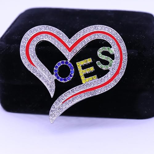 Image of Greek Order Eastern Star Pin Social Members Heart OES Brooch Women Gifts Jewelry
