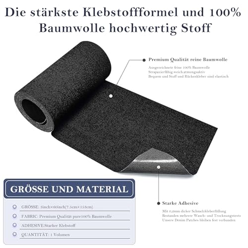 Nsickr -Jean Patches zum Bügeln auf innen und außen. Verschiedene Blautöne Patches Repair Kit. Jeans. Reparaturset für Kleidung. Starker Klebstoff. Mehrere Spezifikationen (Marineblau, 8 × 153 CM)