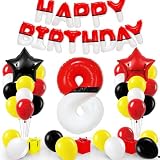YIIHMEI Cartoon Monster Red Black Yellow White Birthday Decorations Party Supplies Red And Black...