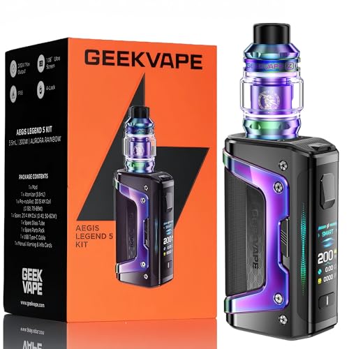 Geekvape Aegis Legend 5 Mod Kit | 200 W TC Box Mod (Battery Not Included) Vape with Z Sub Ohm Tank 5.5 ml Vaper Z Coil Vaporiser...