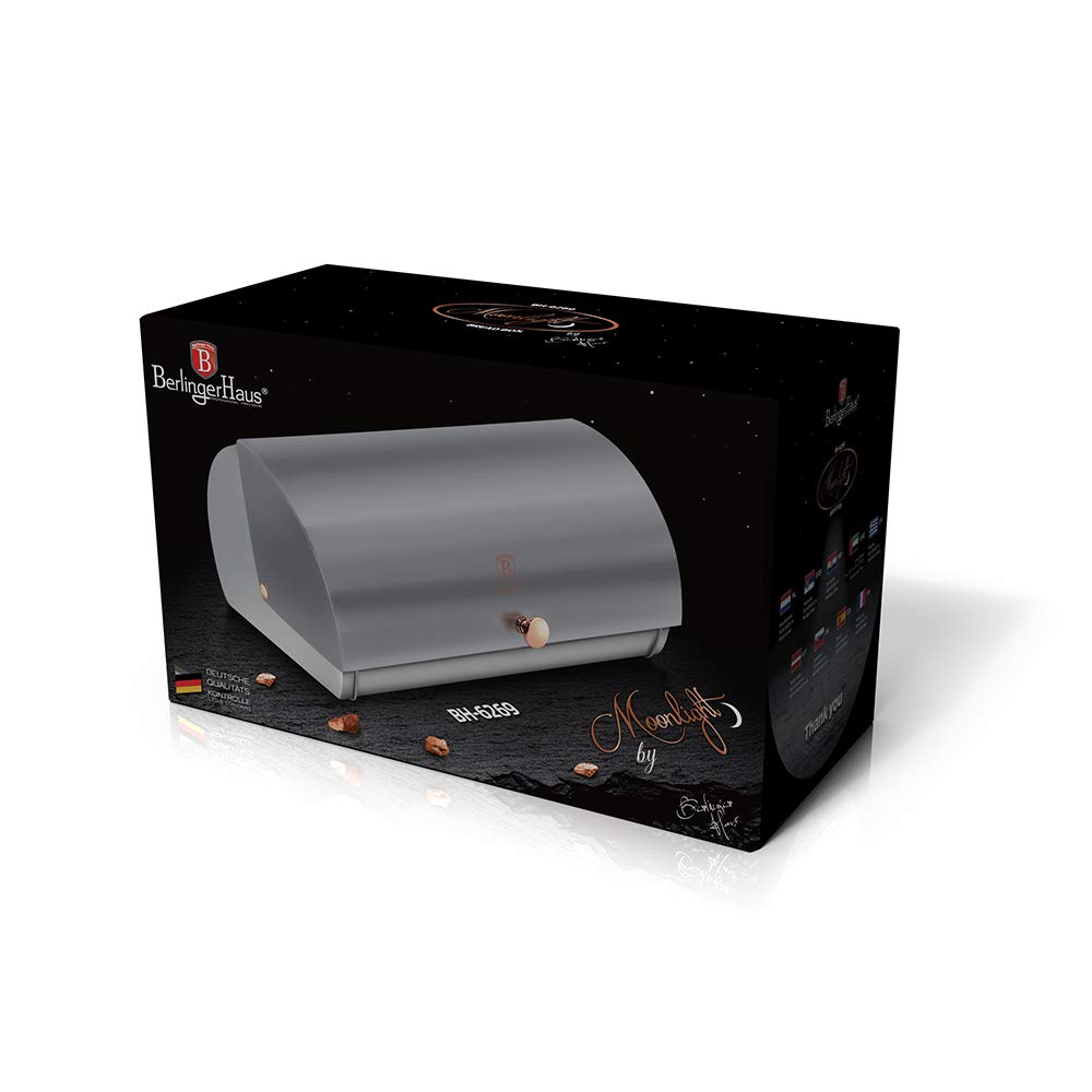 Brotkasten Brotbox aus Edelstahl lackierte kollisionsfreie Abdeckung BERLINGER HAUS MOONLIGHT METALLIC LINE BH-6269