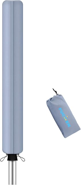 FUCNEN Rotary Washing Line Cover Waterproof with Zip Rotary Line Cover Heavy Duty Washing Line Covers Grey Whirly Cover Large 165CM Clothes Line Cover Umbrella Clothes Airer Protective Cover