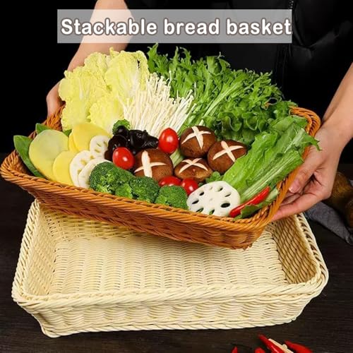 Panier osier de cuisine rectangulaire pour buffet de restaurant