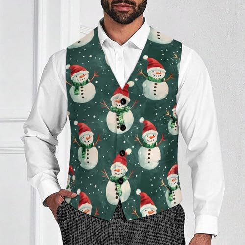 Cute Snowman Novelty Men's Suit Vest Funny Formal Dress Vests Business Waistcoat2