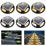 Solar Deck Lights Driveway Dock Lights 6 Pack, 2 Colors in 1 Solar Powered Pathway Light Outdoor Wat