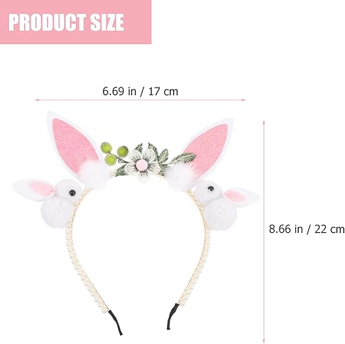 Miniatura 3 de PRETYZOOM Diademas de Pascua, diadema de orejas de conejo, diadema de orejas peludas, diadema para cosplay, decoración de pelo de zorro, diadema de