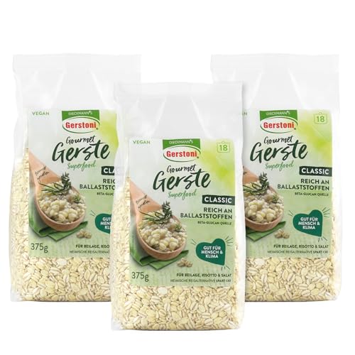 Gerstoni Gourmet Gerste Classic (3x375g), mild-nussig, POWERFOOD aus regionalem Anbau, BETA-GLUCAN-Quelle
