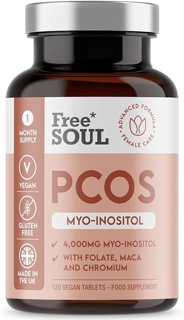 Free Soul PCOS Supplement | 4,000mg Myo-Inositol, 200ug Folate, 100ug Chromium Plus 10,000mg Maca for Optimal Support | Natural Support for Women - 120 Vegan & Gluten-Free Capsules | UK Made