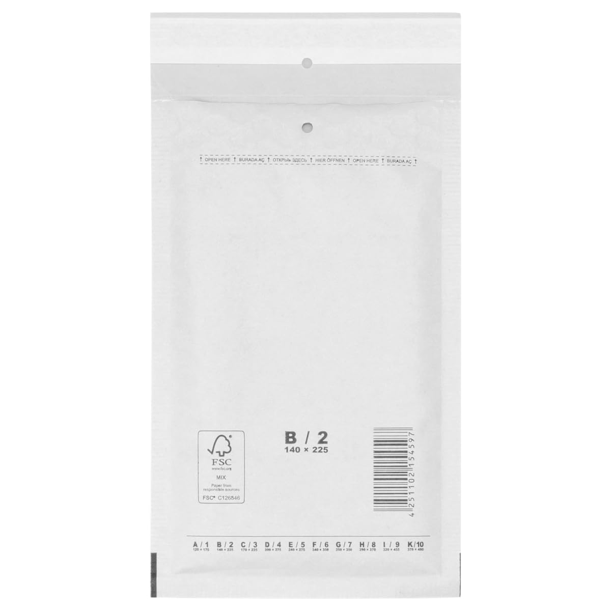 verpacking 800 Buste imbottite bianche 14 x 22,5 cm B2 - Buste pluriball, Buste con bolle