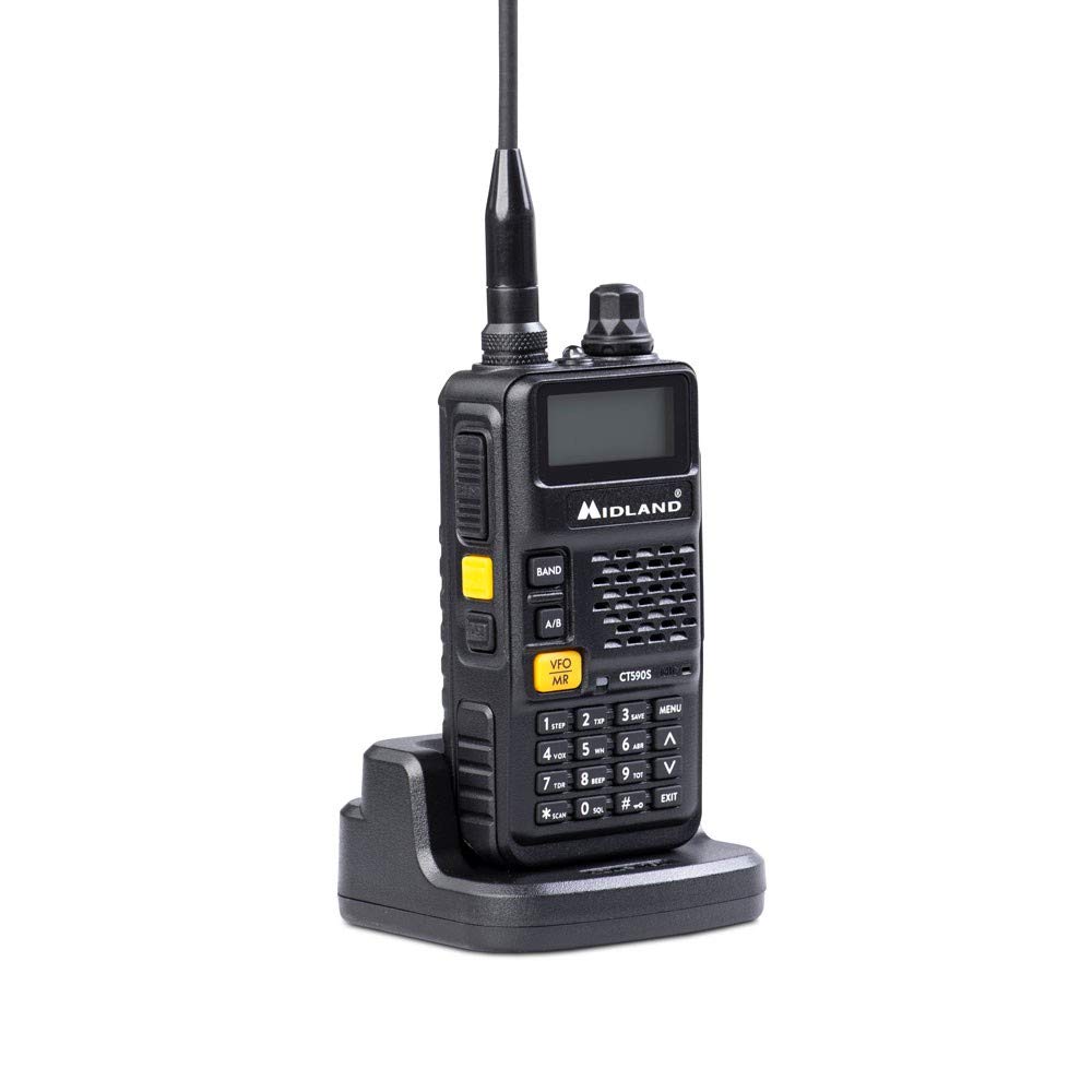 Midland Radio Ricetrasmittente CT590 S Dual Band VHF/UHF 128 Canali Squelch Digitale 18H Autonomia Batteria Accessori